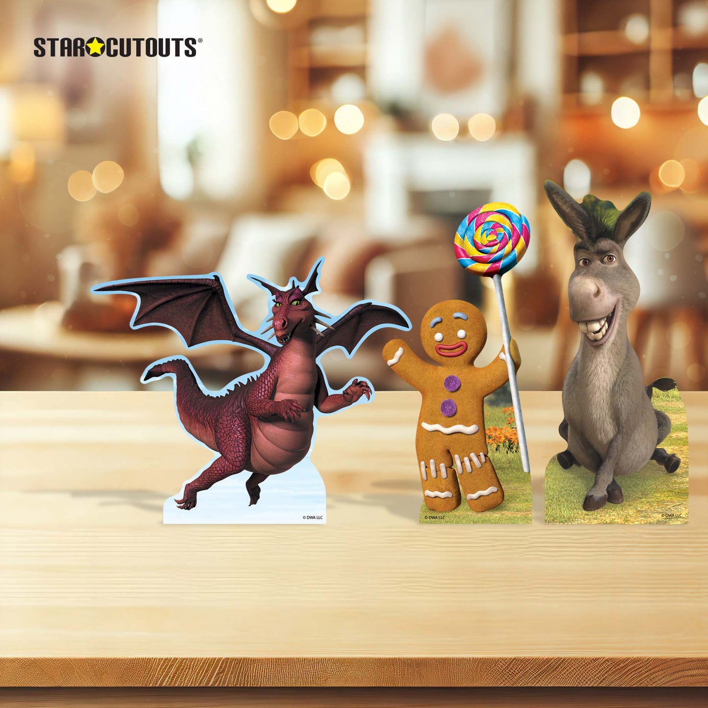 SC4740 Gingy Ginger Bread Man Donkey Dragon  Shrek Shelf Top Pack Cardboard Cutouts Height 28cm