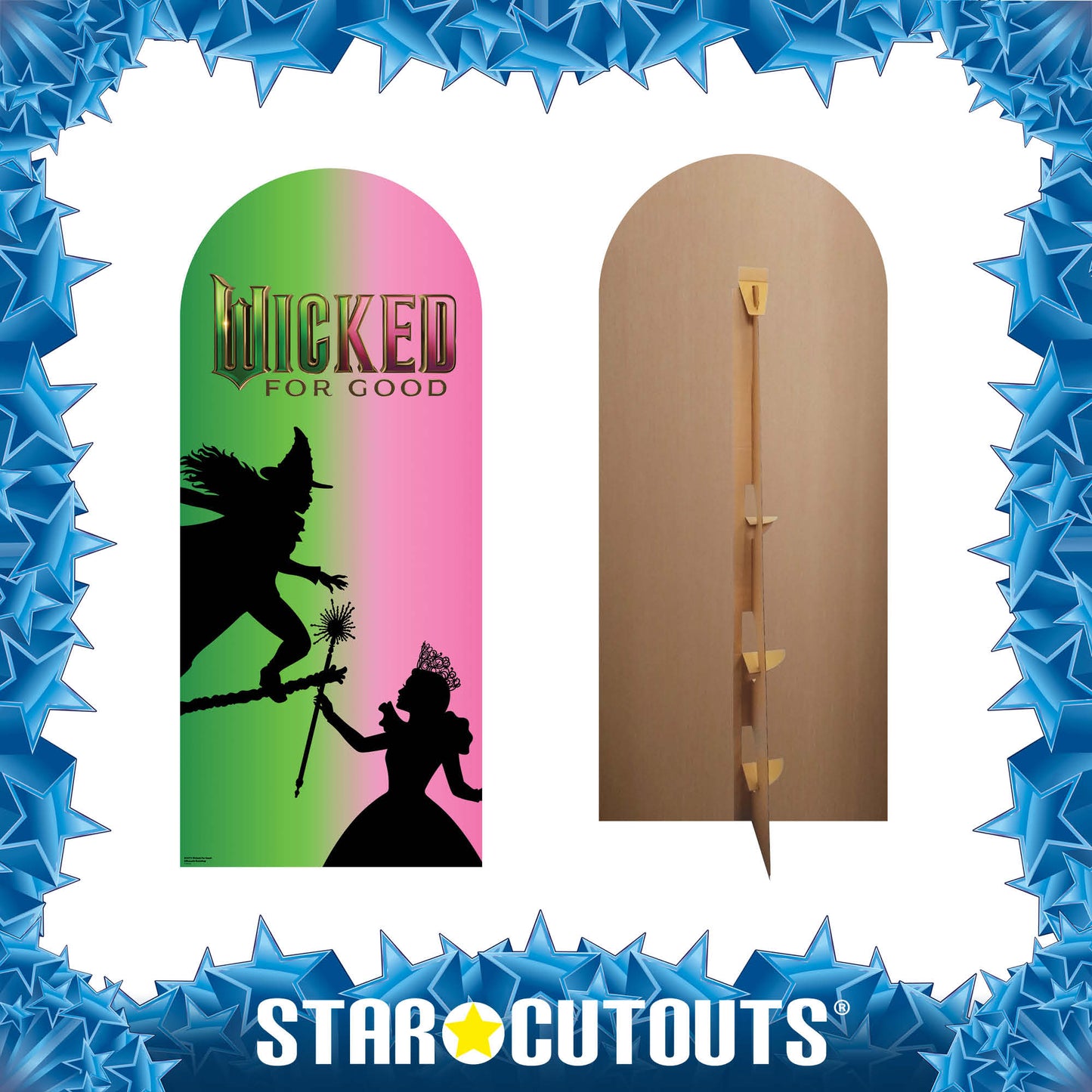SC4771 Wicked For Good Pink & Green Silhouette Backdrop Single  Cardboard Cut Out Height 185cm