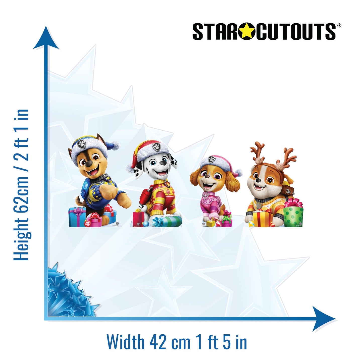 SC4901 Paw Patrol Christmas Star Mini  Multi Pack Bundle Cardboard Cut Out Height 62cm