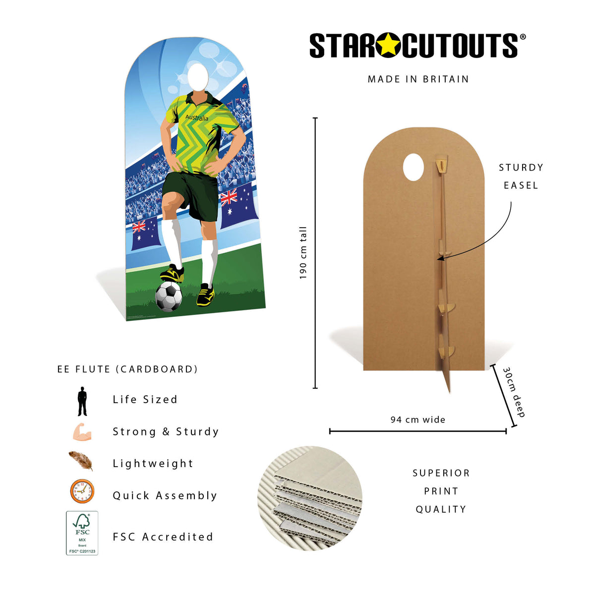 SC4944 Austrailia World Cup 2026 Football World Tournament Cup Stand-in Cardboard Cutout Height 190cm