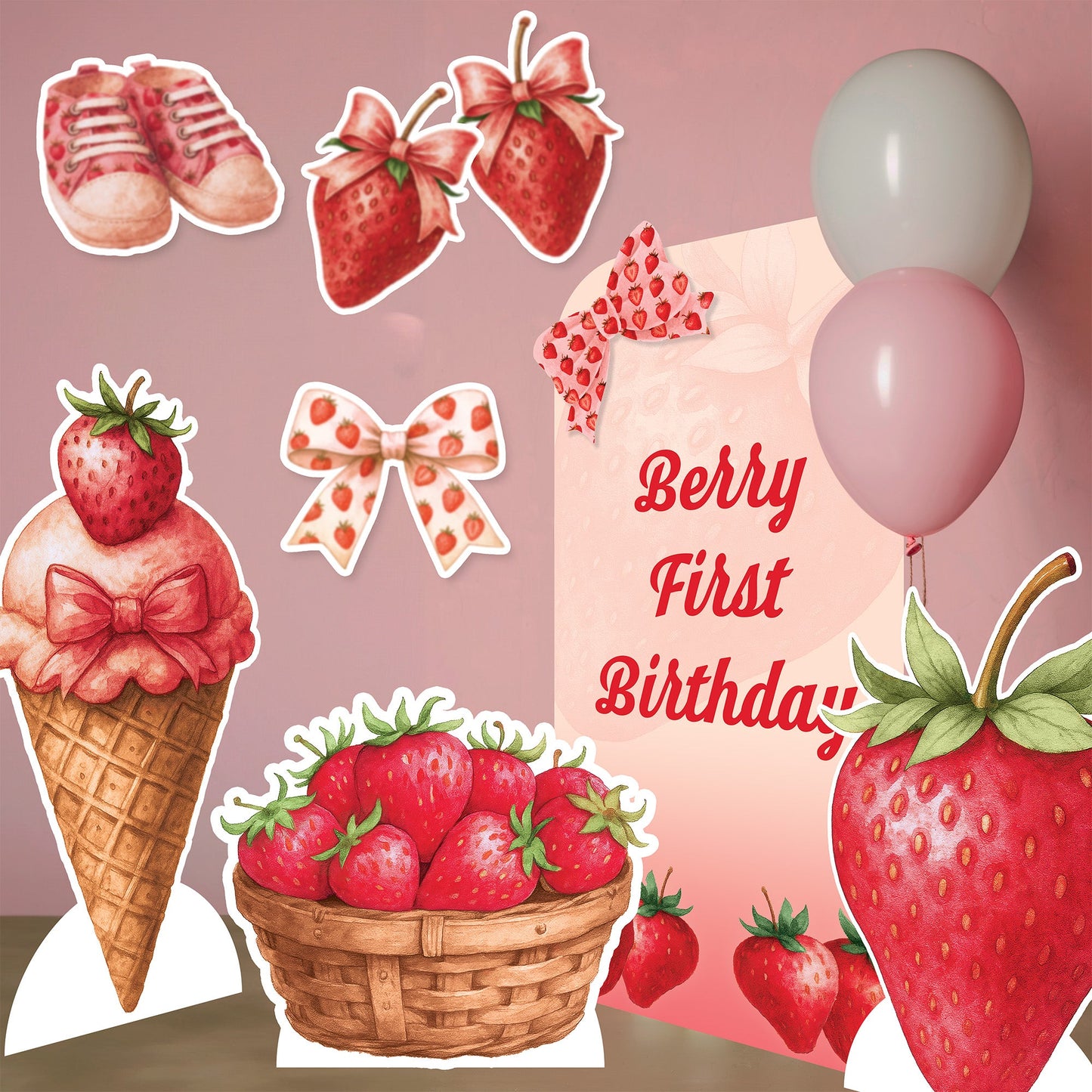 SC4857 Berry Birthday Ice Cream Star Mini Bundle – Multi-Function  Cardboard Cutouts Height 65cm