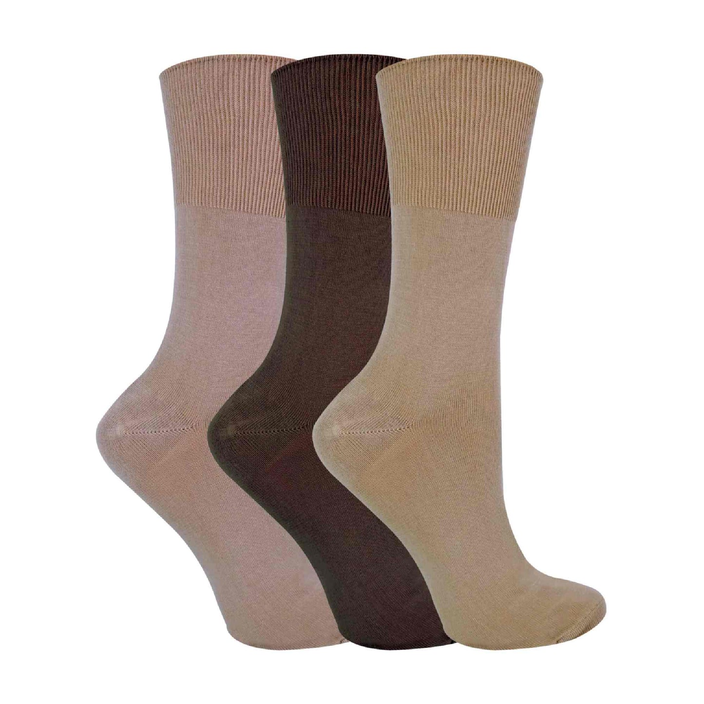 3 Pack Ladies Anti Odour Loose Wide Bamboo Socks with Non Elastic Top