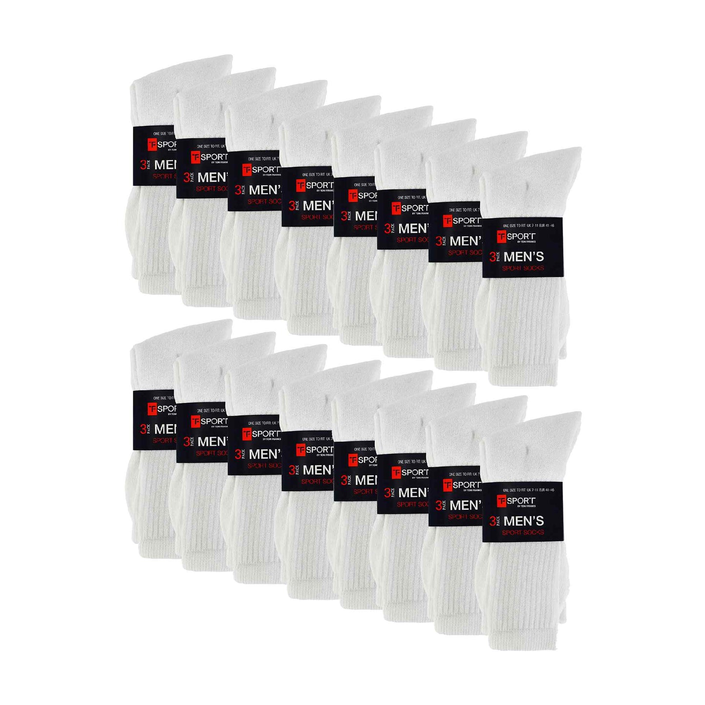 Mens White Value Pack Sport Socks (Multipack Options)