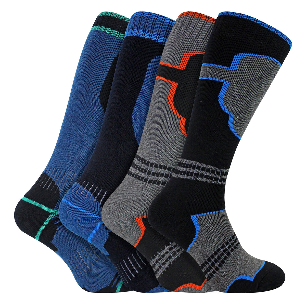4 Pack Boys Thermal Ski Socks | Knee High Socks for Snow Boots