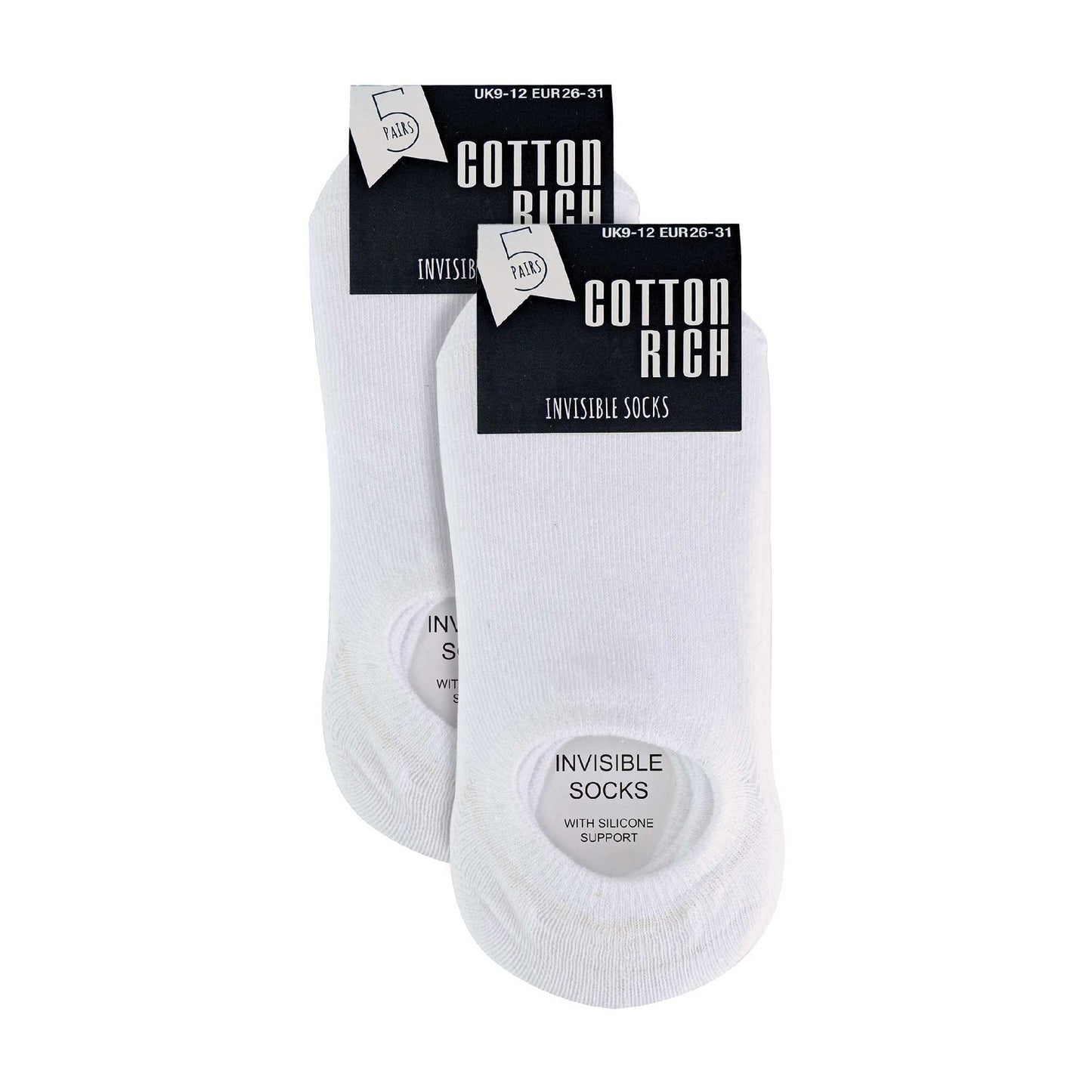 10 Pack Girls & Boys No Show Invisible Cotton Rich Socks (3 Sizes)