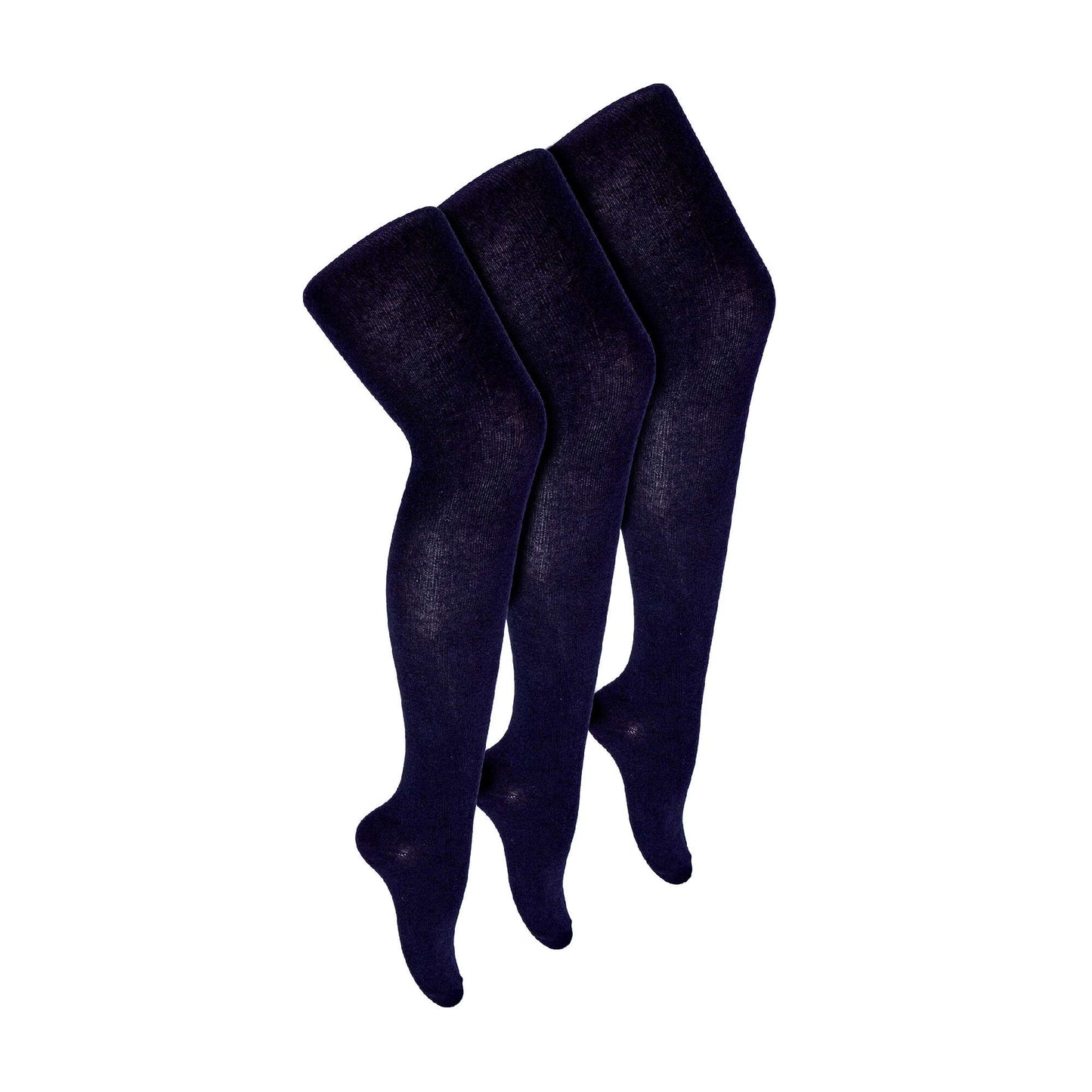 3 Pack Girls Plain Soft Breathable Cotton School Tights (5 Sizes)