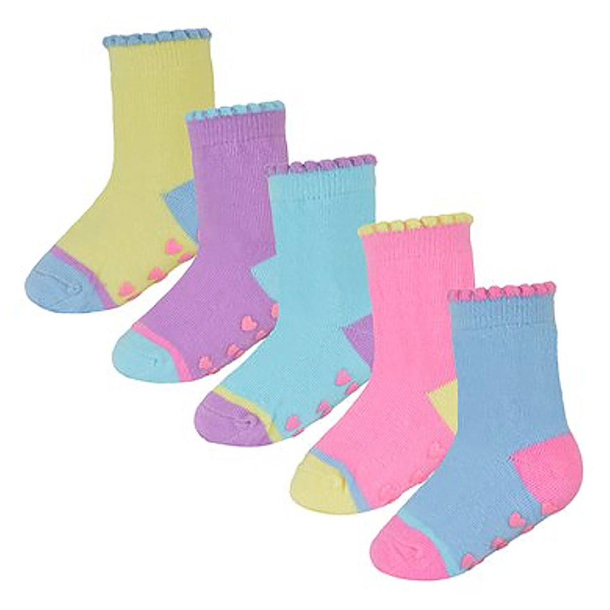 10 Pack Baby Girl Soft Cotton Colorful Non Slip Heel & Toe Socks