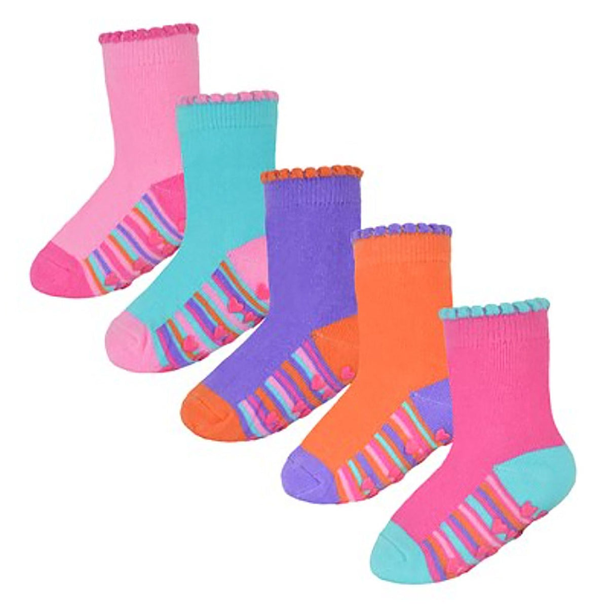 10 Pack Baby Girl Soft Cotton Colorful Non Slip Heel & Toe Socks