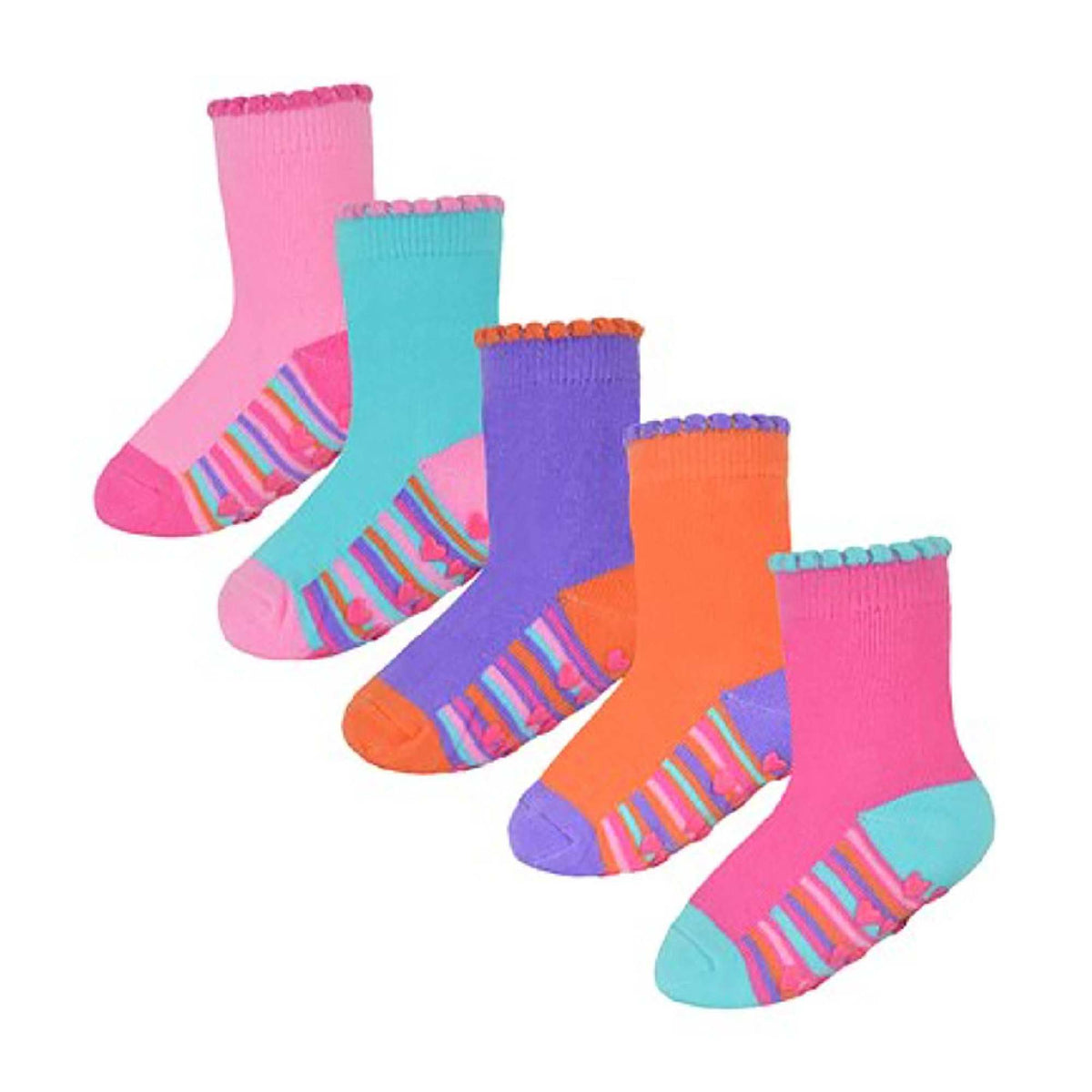 10 Pack Baby Girl Soft Cotton Colorful Non Slip Heel & Toe Socks
