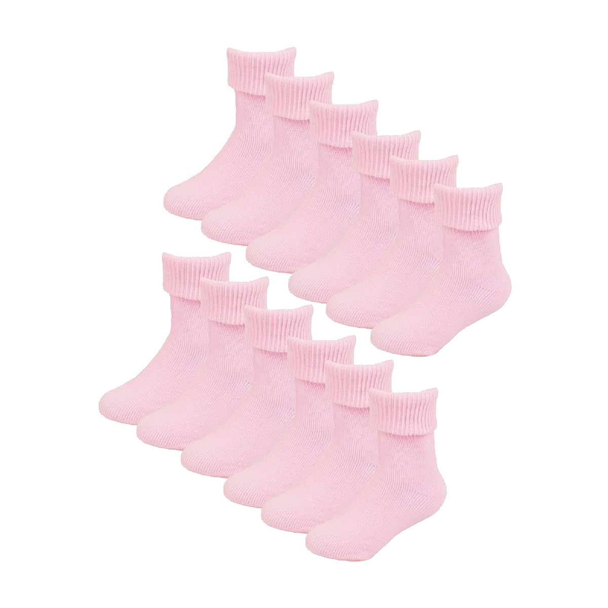 6 Pack Baby Girl & Boy Soft Cotton Turn Over Top Socks (3 Sizes)