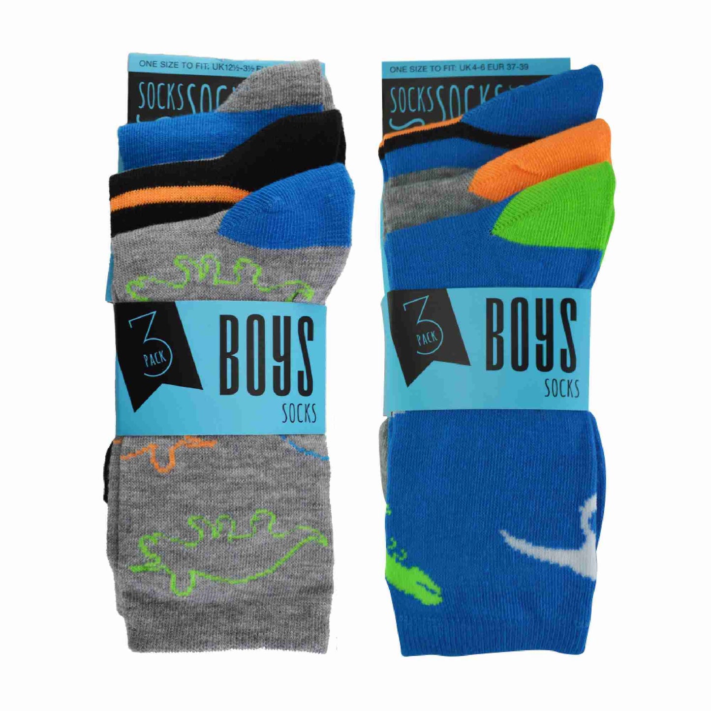 6 Pack Boys Funky Patterned Novelty Crew Socks