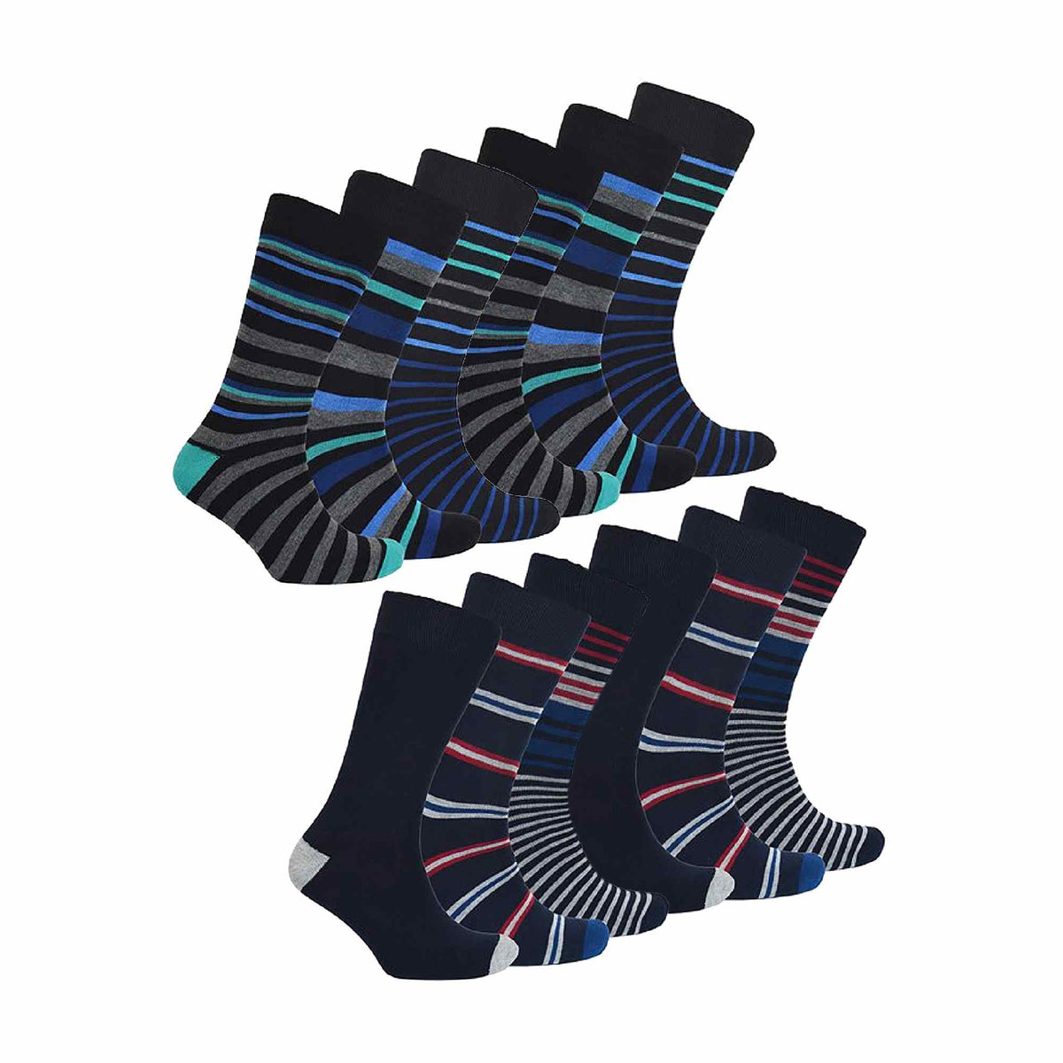 12 Pack Mens Multicolor Soft Breathable Bamboo Crew Socks