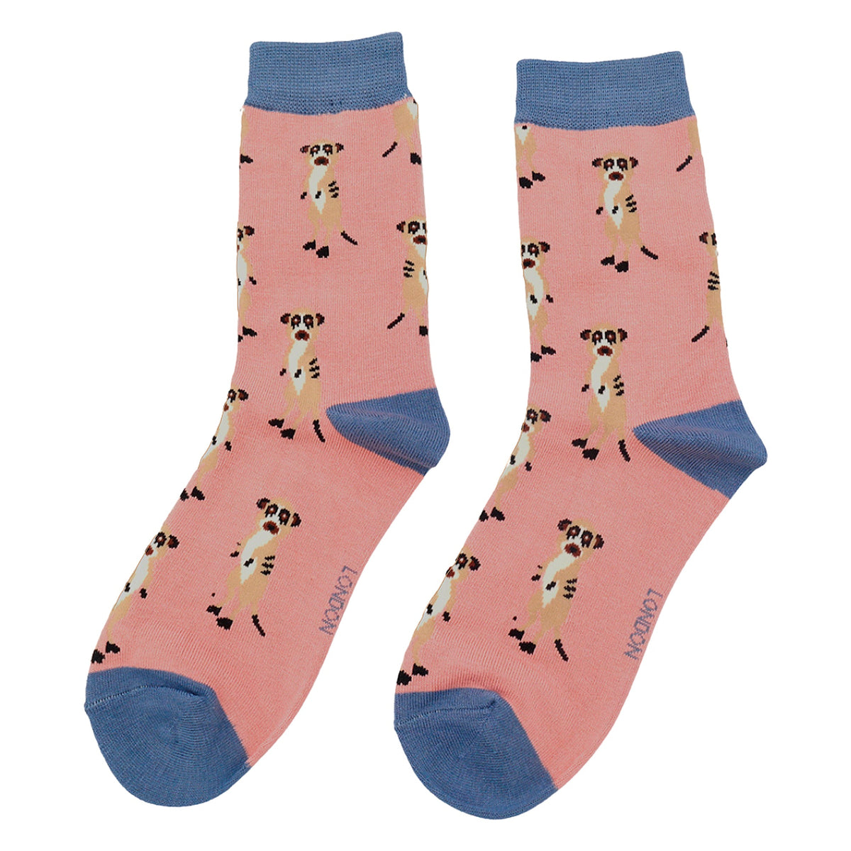 1 Pack Ladies Novelty Dusky Pink Meerkat Bamboo Socks