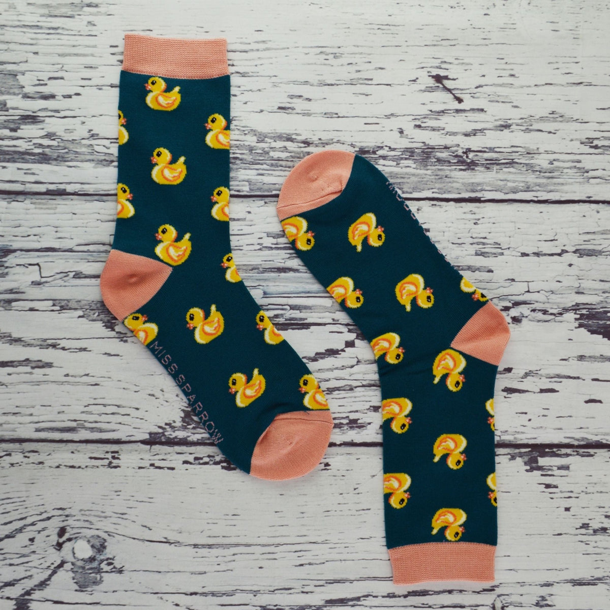 1 Pack Ladies Novelty Teal Rubber Duck Bamboo Socks