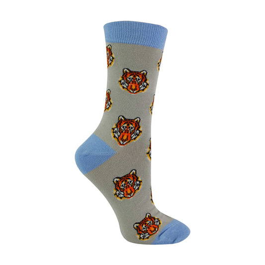 1 Pack Ladies Novelty Silver Tigers Bamboo Socks