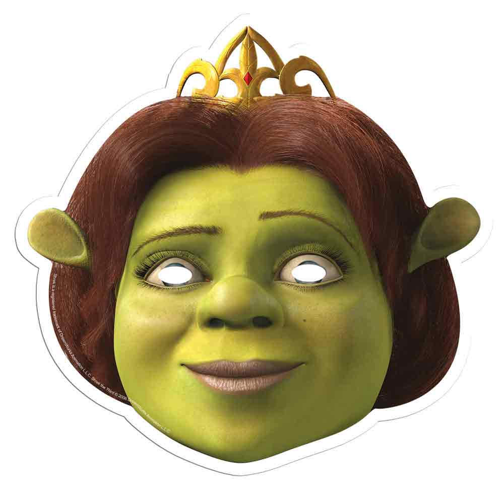 SMP353 Shrek   (2x Donkey, 1x Shrek, 1x Fiona, 1x Gingy, 1x Puss in Boots) Shrek Six Pack Cardboard Face Masks With Tabs and Elastic