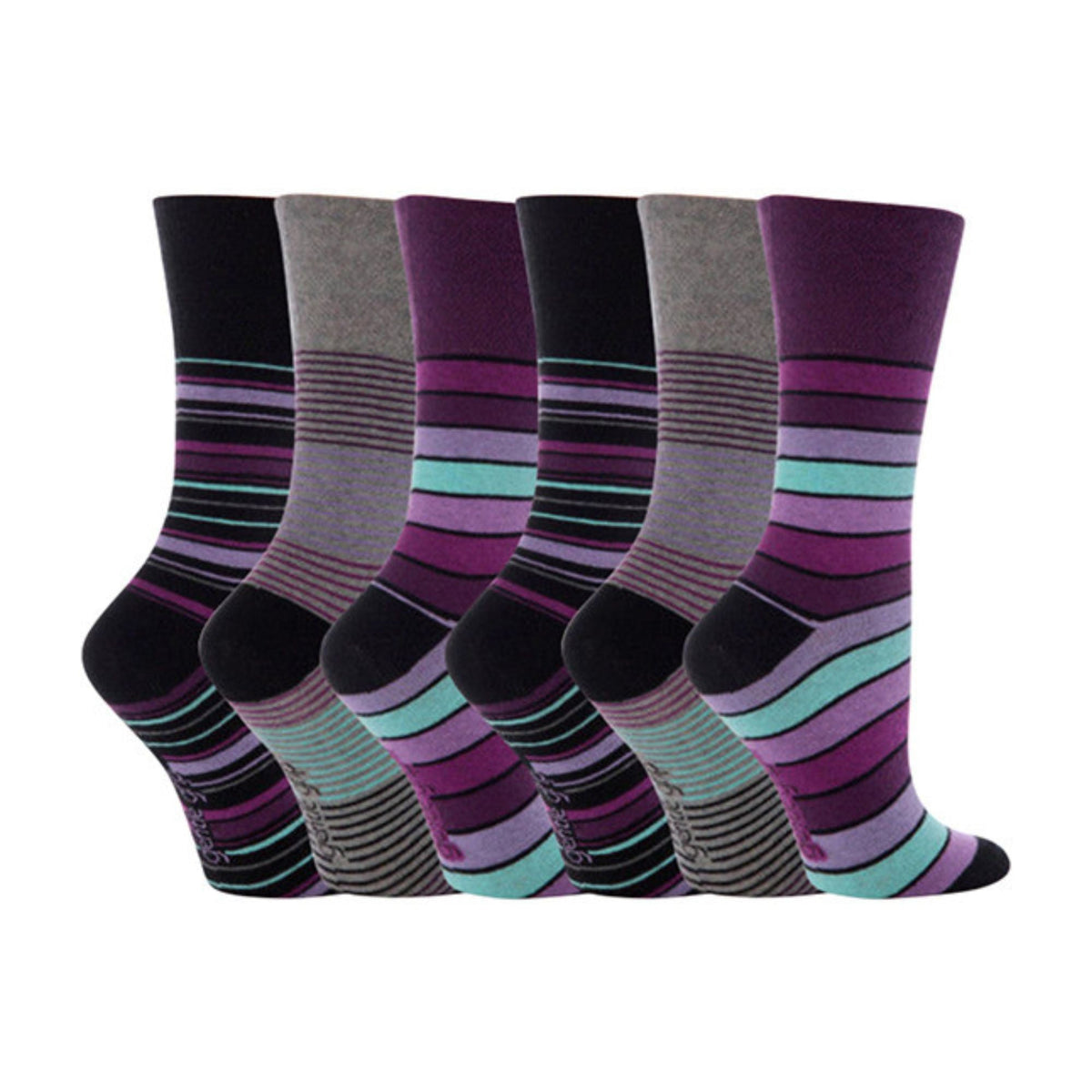 6 Pack Ladies Patterned Cotton Non Elastic Socks