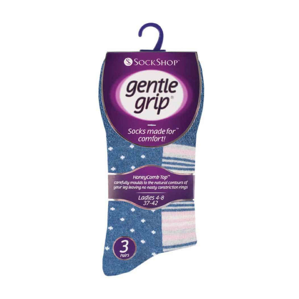 6 Pack Ladies Patterned Cotton Non Elastic Socks