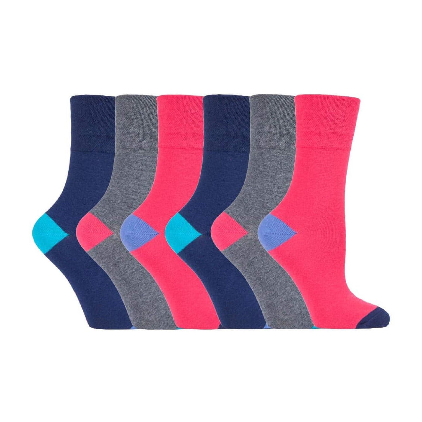 6 Pack Ladies Non Elastic Loose Top Patterned Cotton Rich Socks