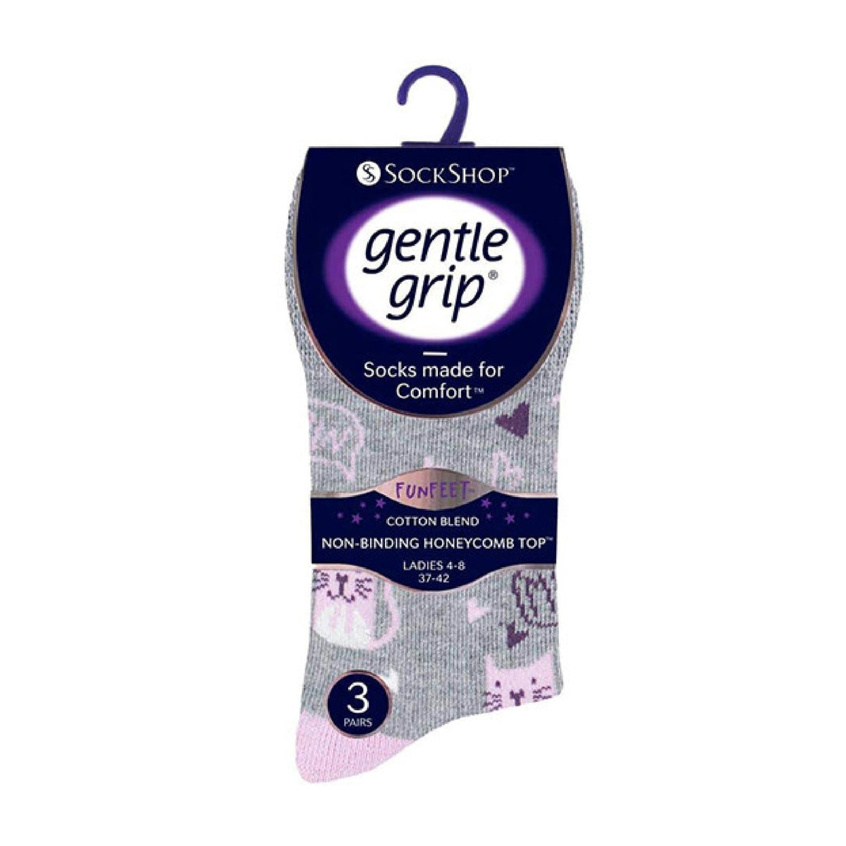 6 Pack Ladies Patterned Cotton Non Elastic Socks