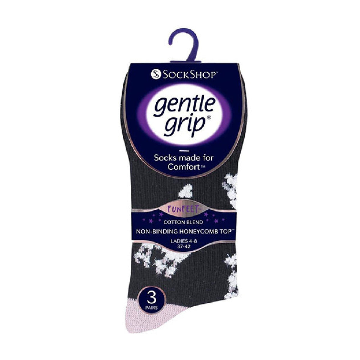 6 Pack Ladies Patterned Cotton Non Elastic Socks