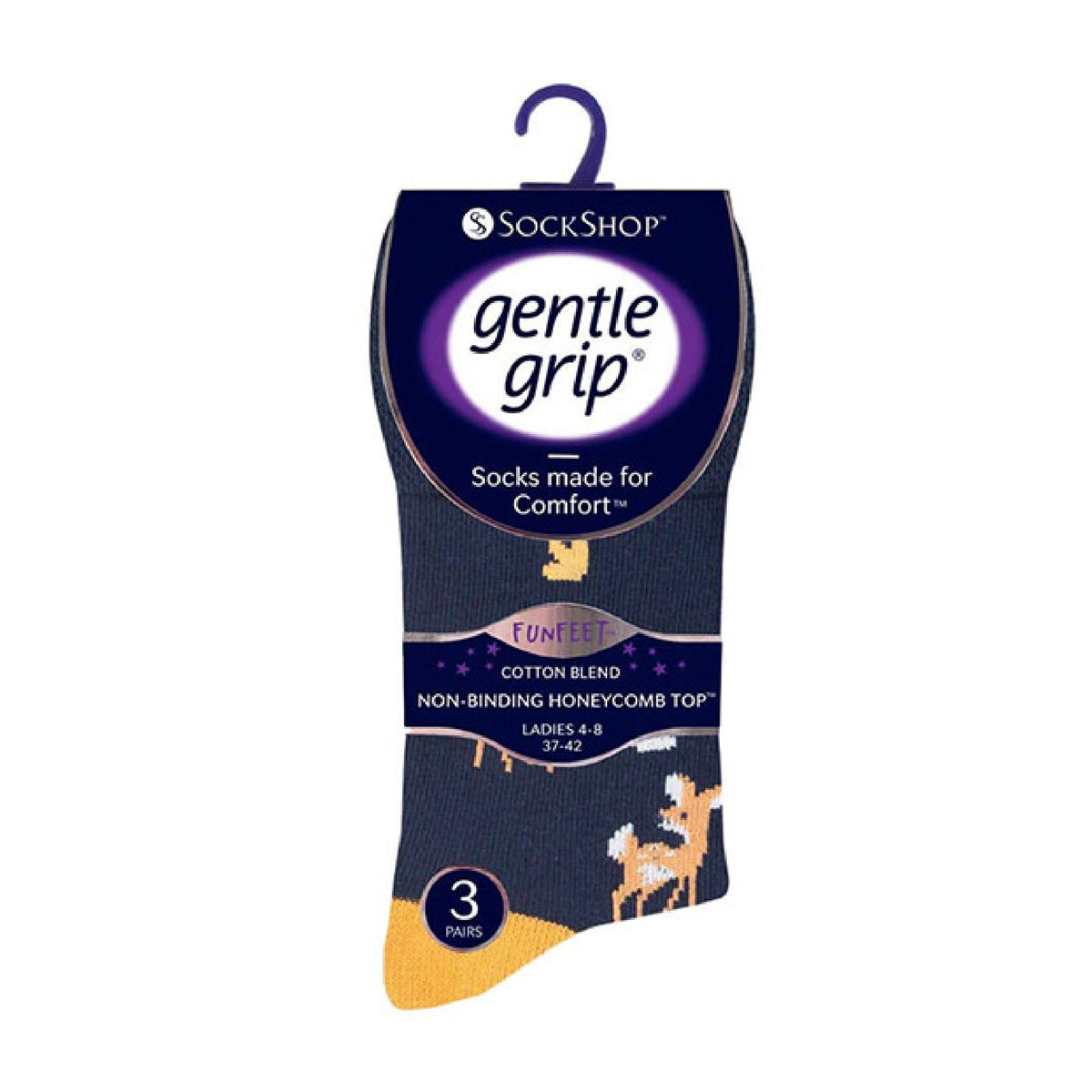 6 Pack Ladies Patterned Cotton Non Elastic Socks