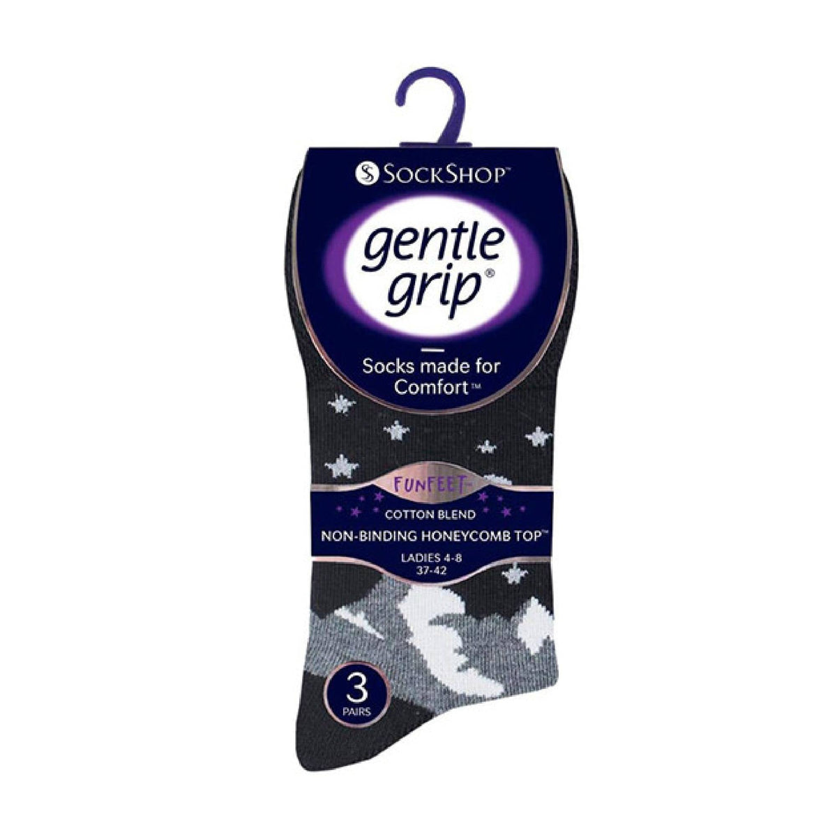 6 Pack Ladies Patterned Cotton Non Elastic Socks