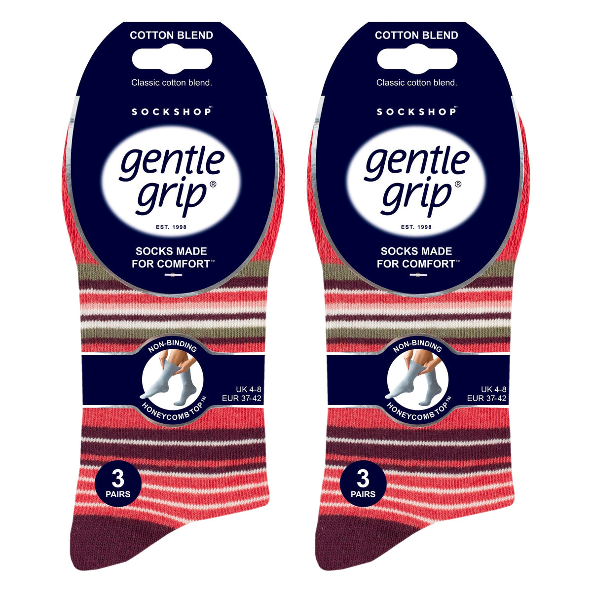 6 Pack Ladies Patterned Cotton Non Elastic Socks