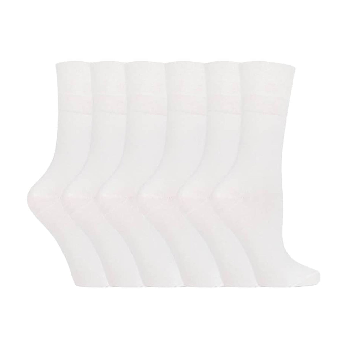 6 Pack Ladies Non Elastic Plain Coloured Cotton Socks