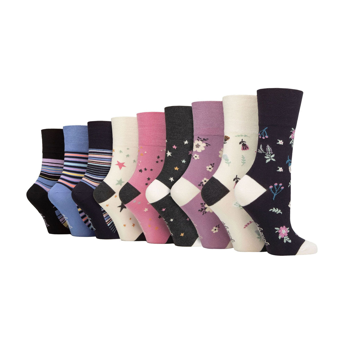 9 Pack Ladies Soft Breathable Bamboo Non Elastic Dress Socks