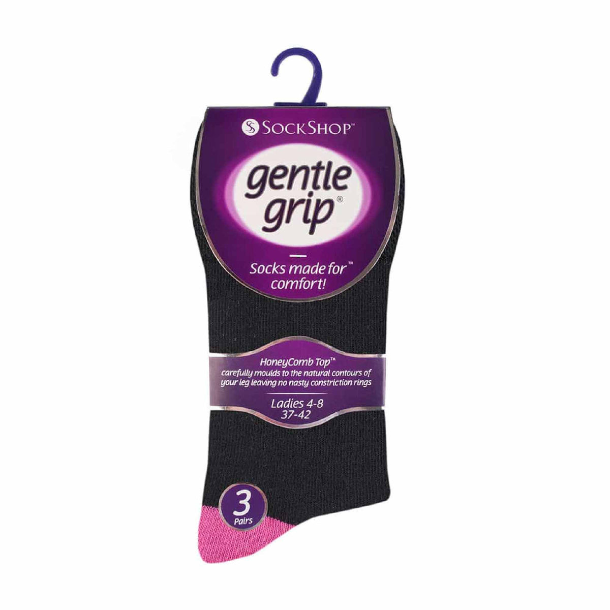 6 Pack Ladies Non Elastic Contrast Heel & Toe Cotton Socks