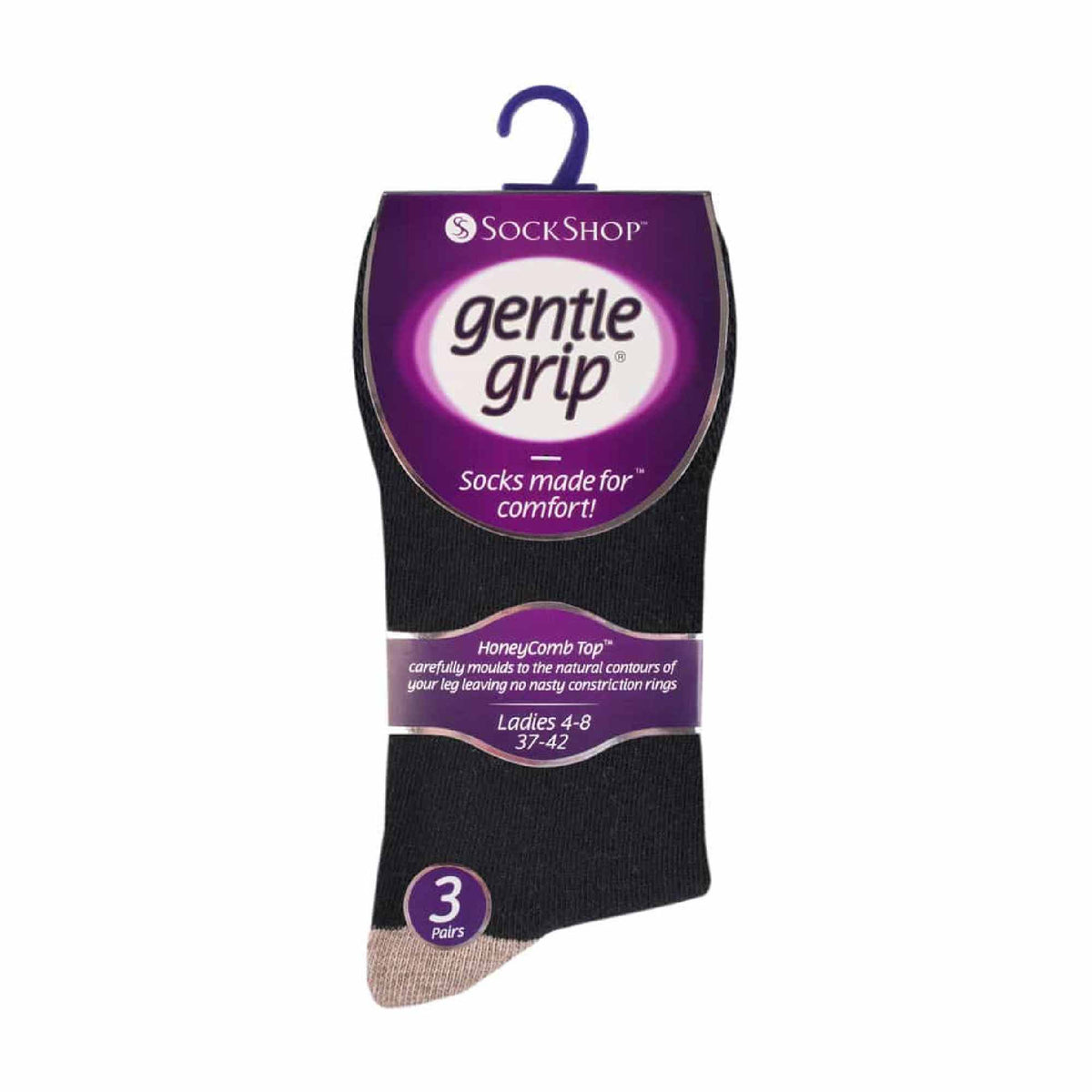 6 Pack Ladies Non Elastic Contrast Heel & Toe Cotton Socks