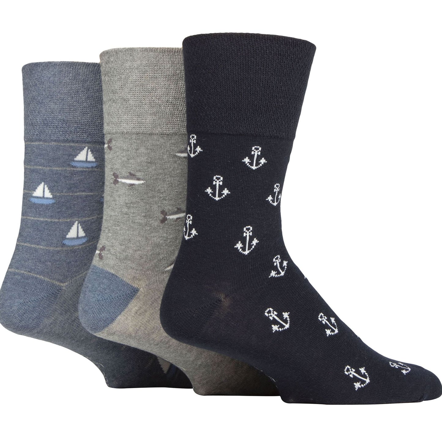 6 Pack Mens Non Elastic Loose Top Patterned Socks