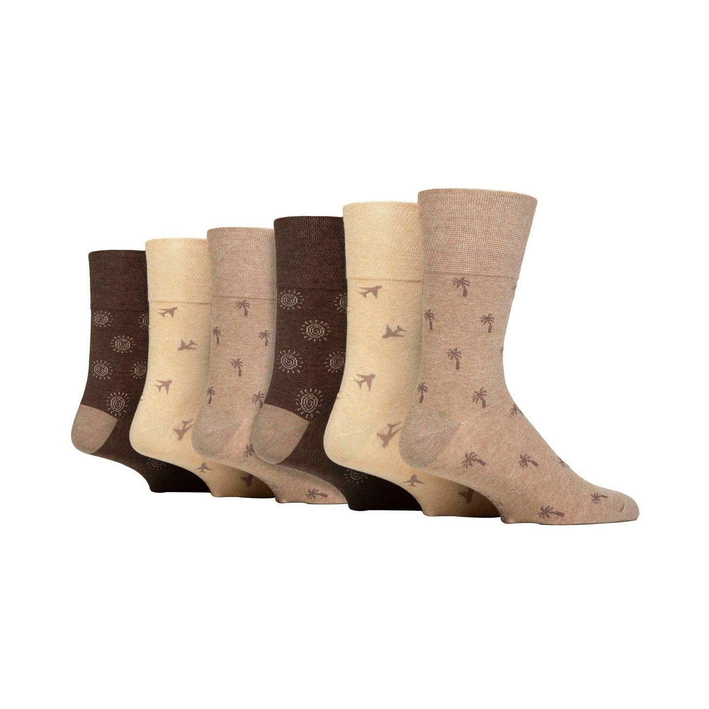 6 Pack Mens Non Elastic Loose Top Patterned Socks
