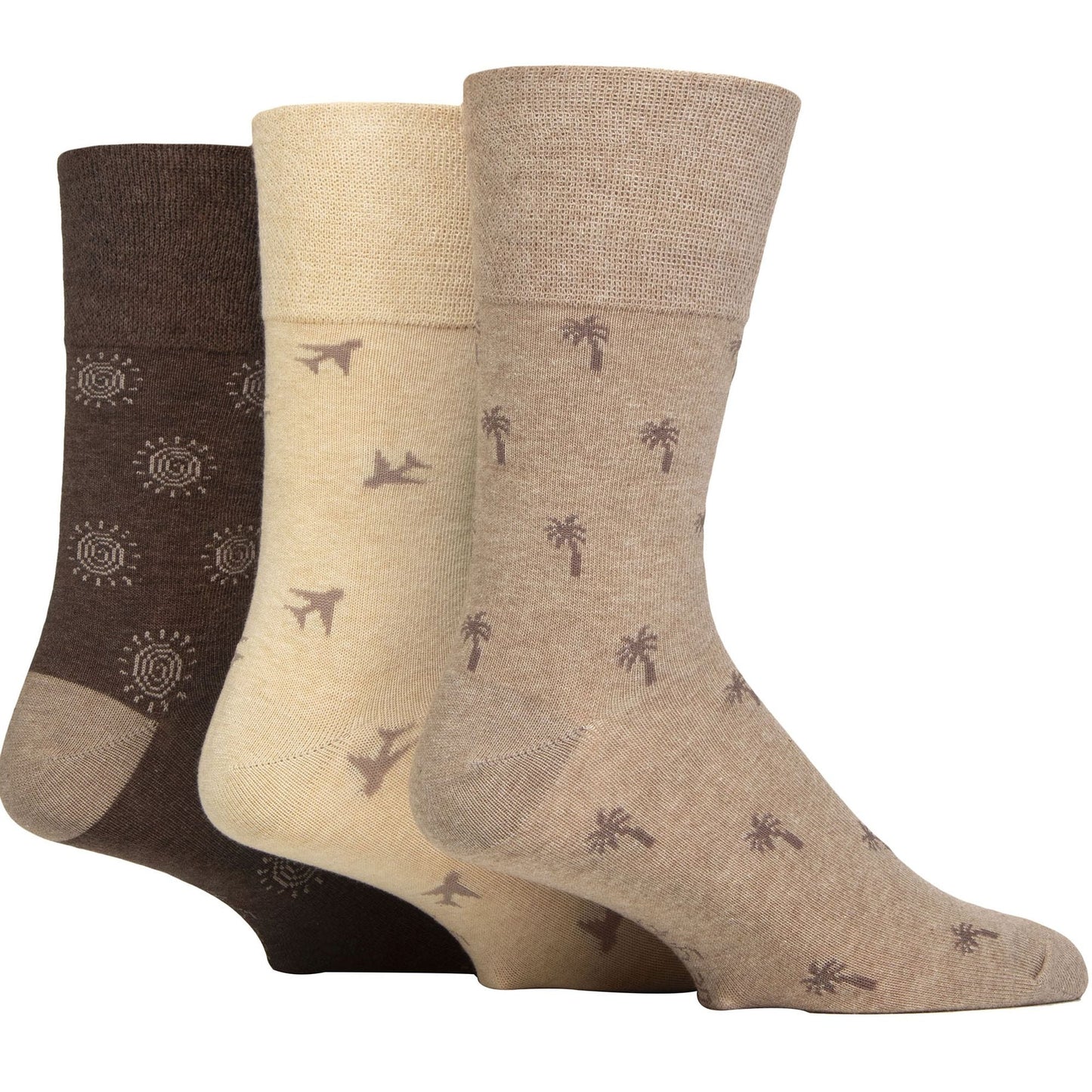 6 Pack Mens Non Elastic Loose Top Patterned Socks