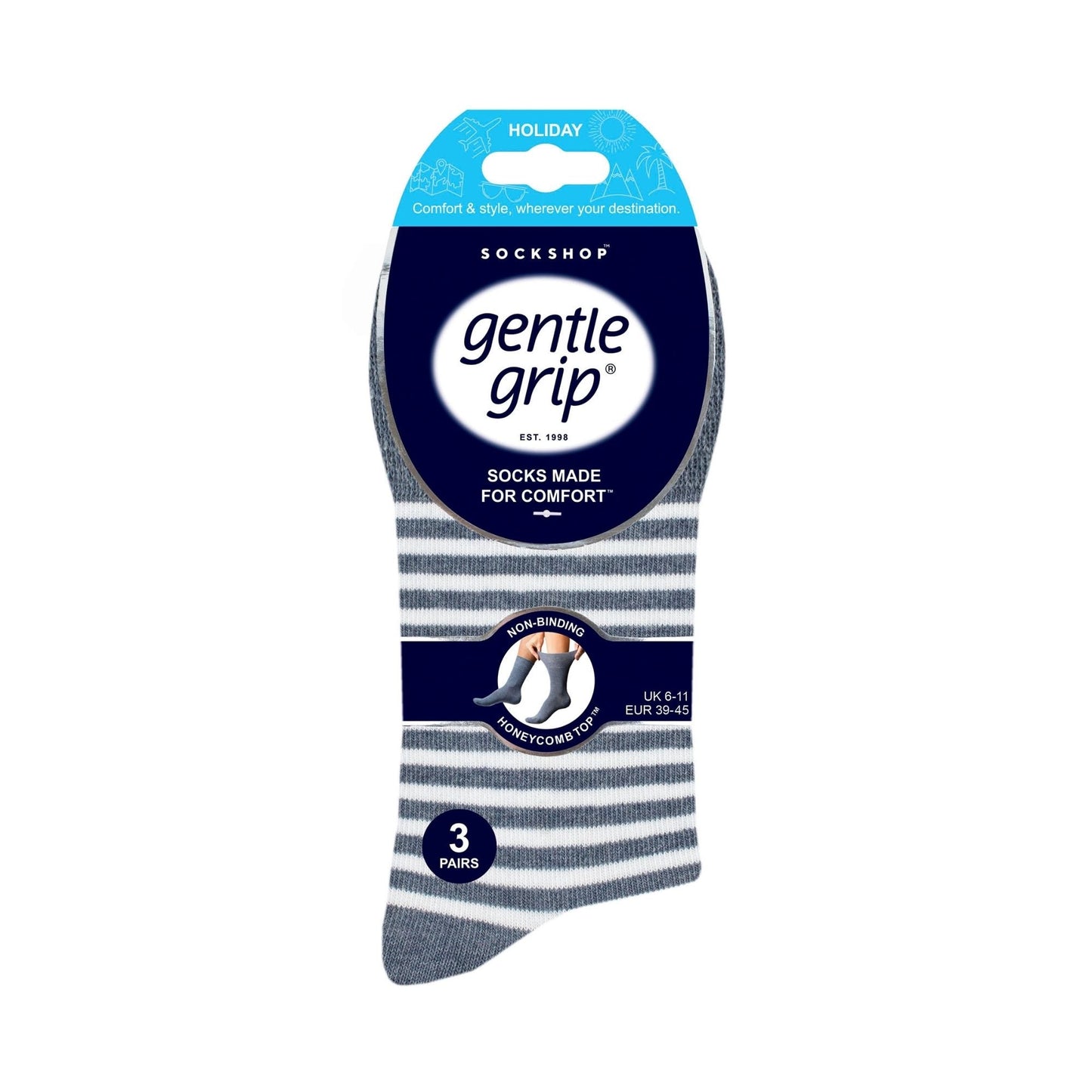 6 Pack Mens Non Elastic Loose Top Patterned Socks