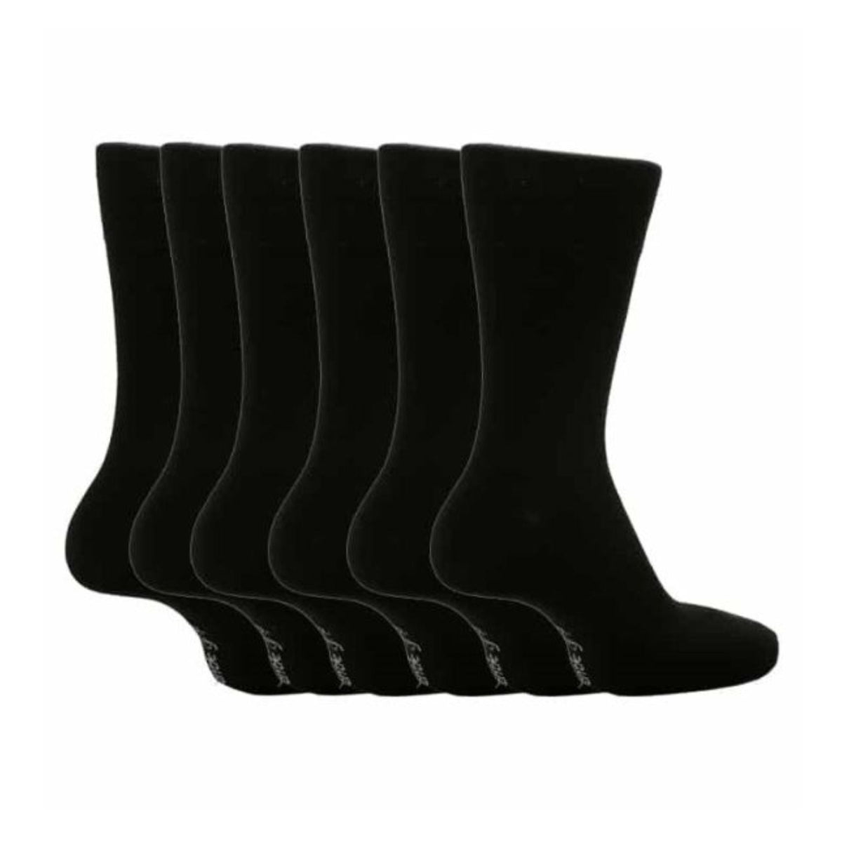 6 Pack Mens Loose Top Plain Coloured Cotton Socks