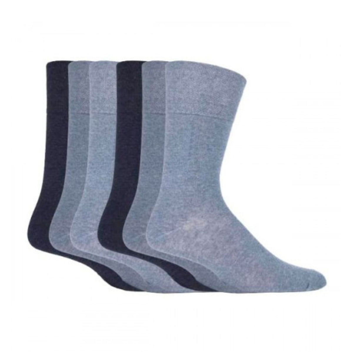 6 Pack Mens Loose Top Plain Coloured Cotton Socks