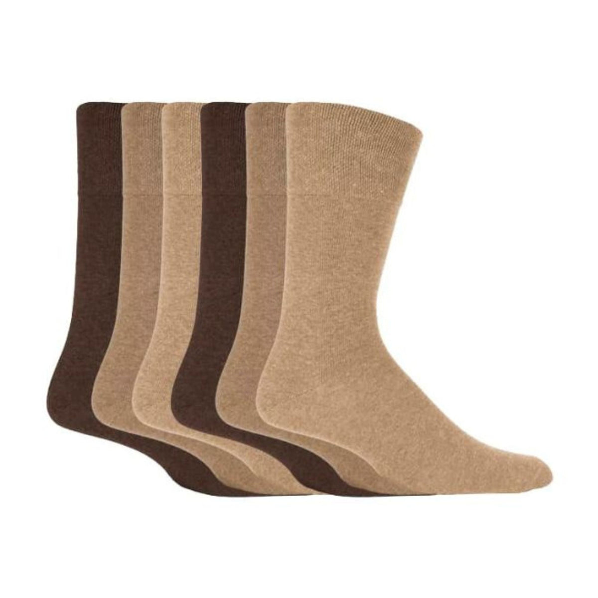 6 Pack Mens Loose Top Plain Coloured Cotton Socks