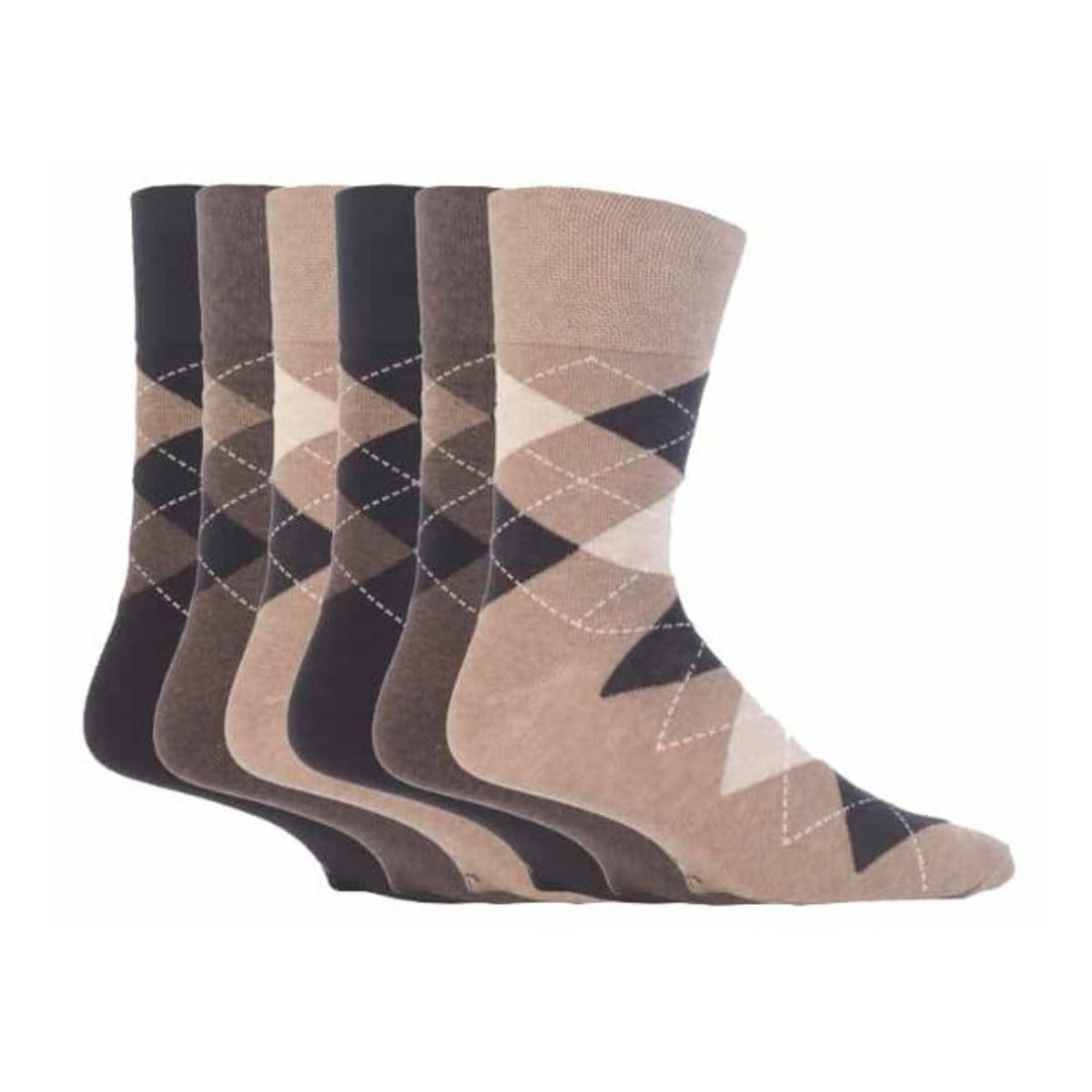 6 Pack Mens Non Elastic Patterned Bigfoot Cotton Socks 12-14 UK