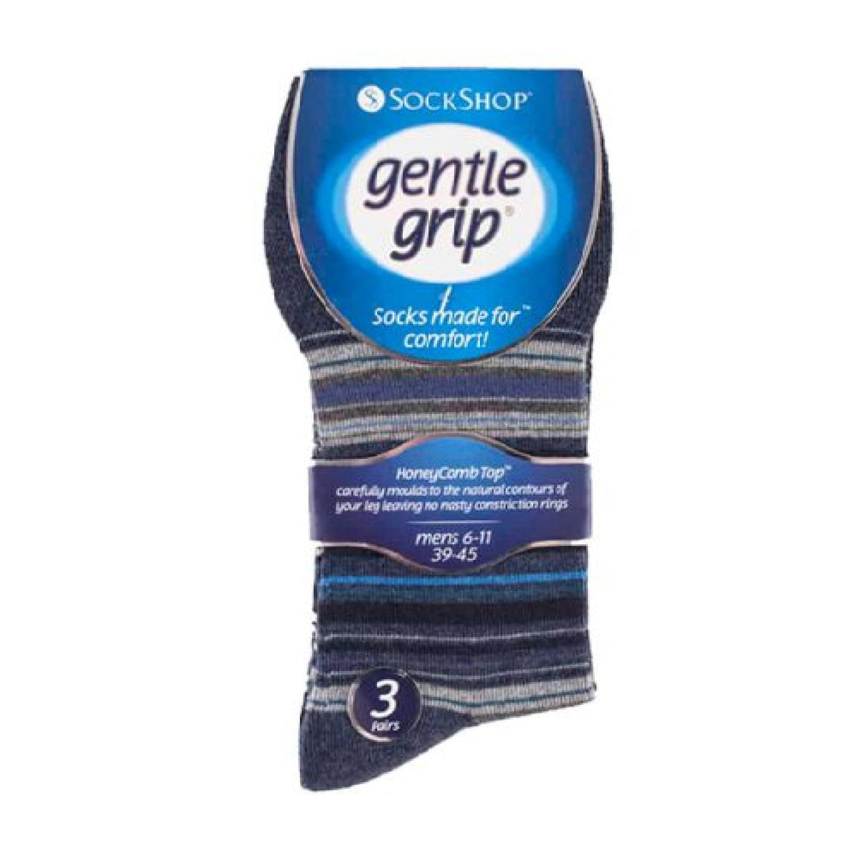 6 Pack Mens Non Elastic Stripe Patterned Cotton Socks