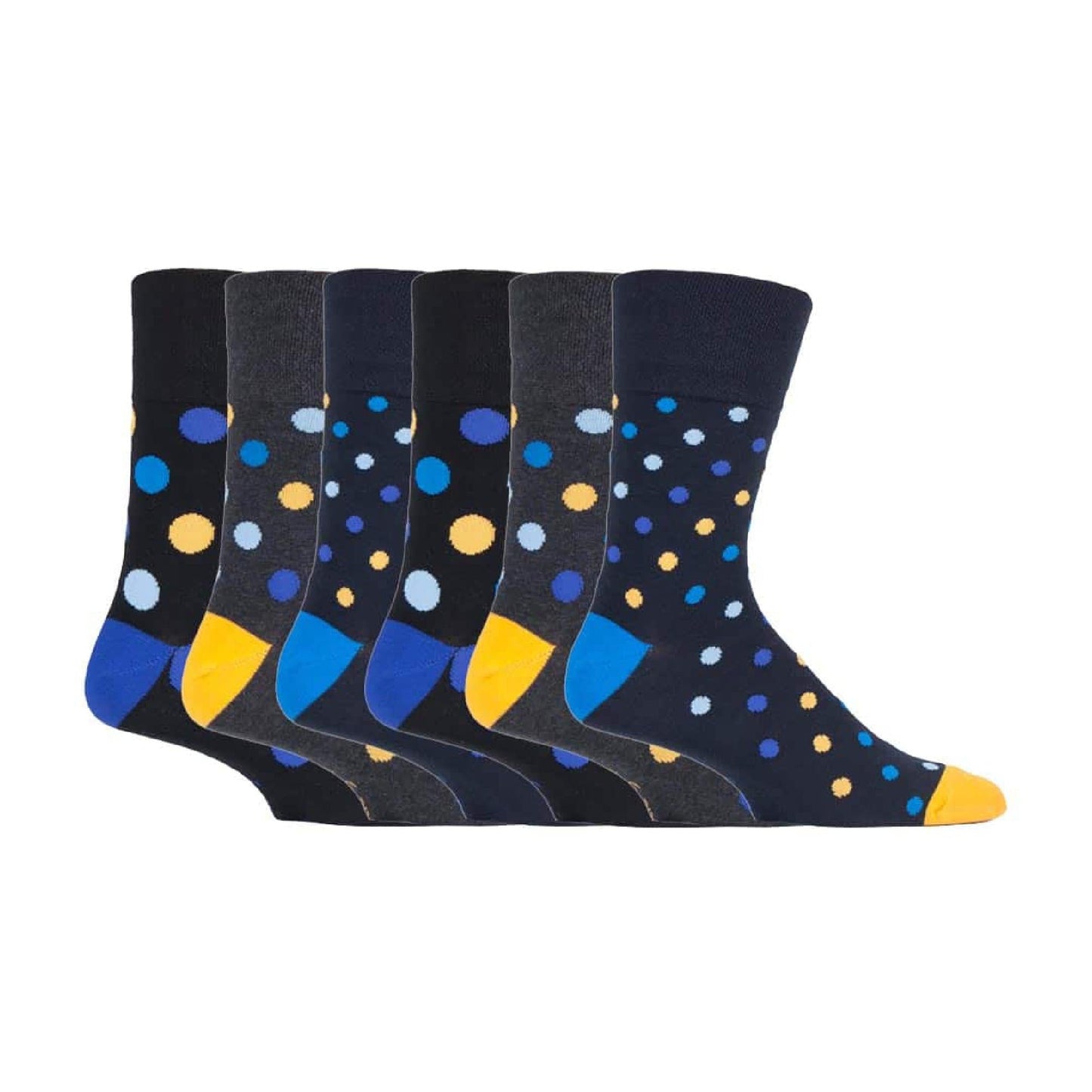 6 Pack Mens Non Elastic Loose Top Patterned Socks