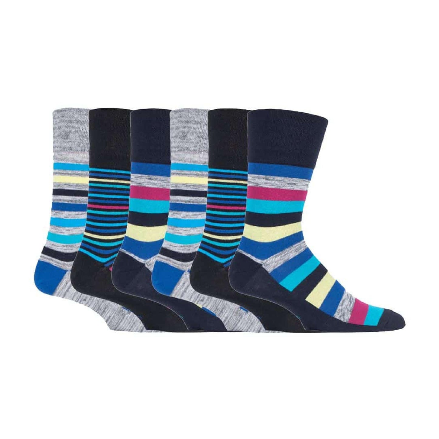 6 Pack Mens Non Elastic Loose Top Patterned Socks