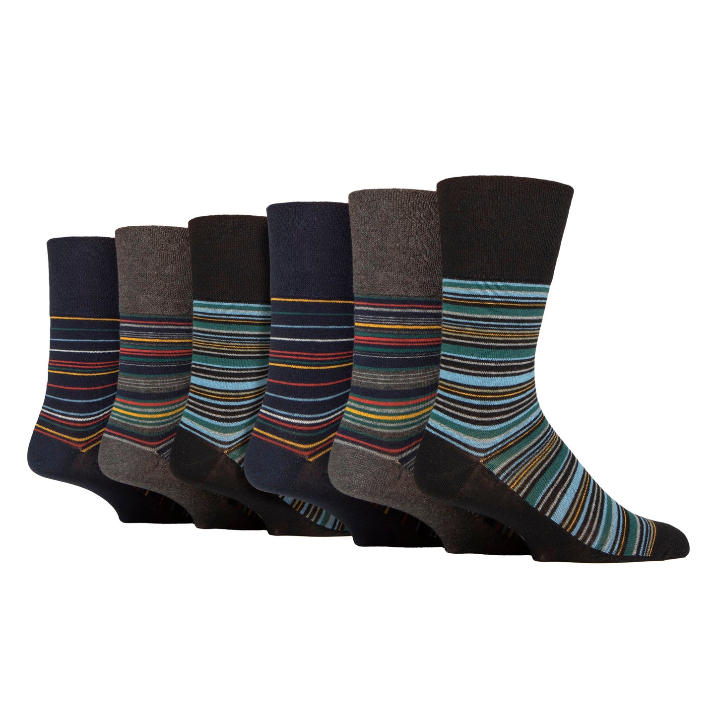 6 Pack Mens Non Elastic Loose Top Patterned Socks