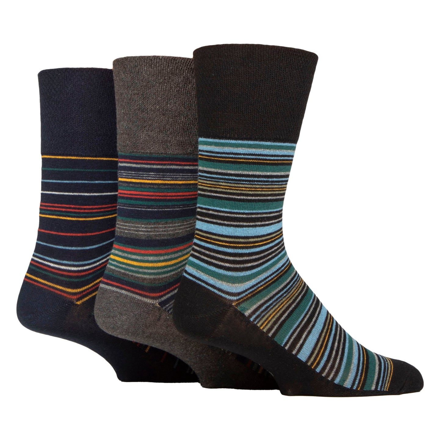 6 Pack Mens Non Elastic Loose Top Patterned Socks