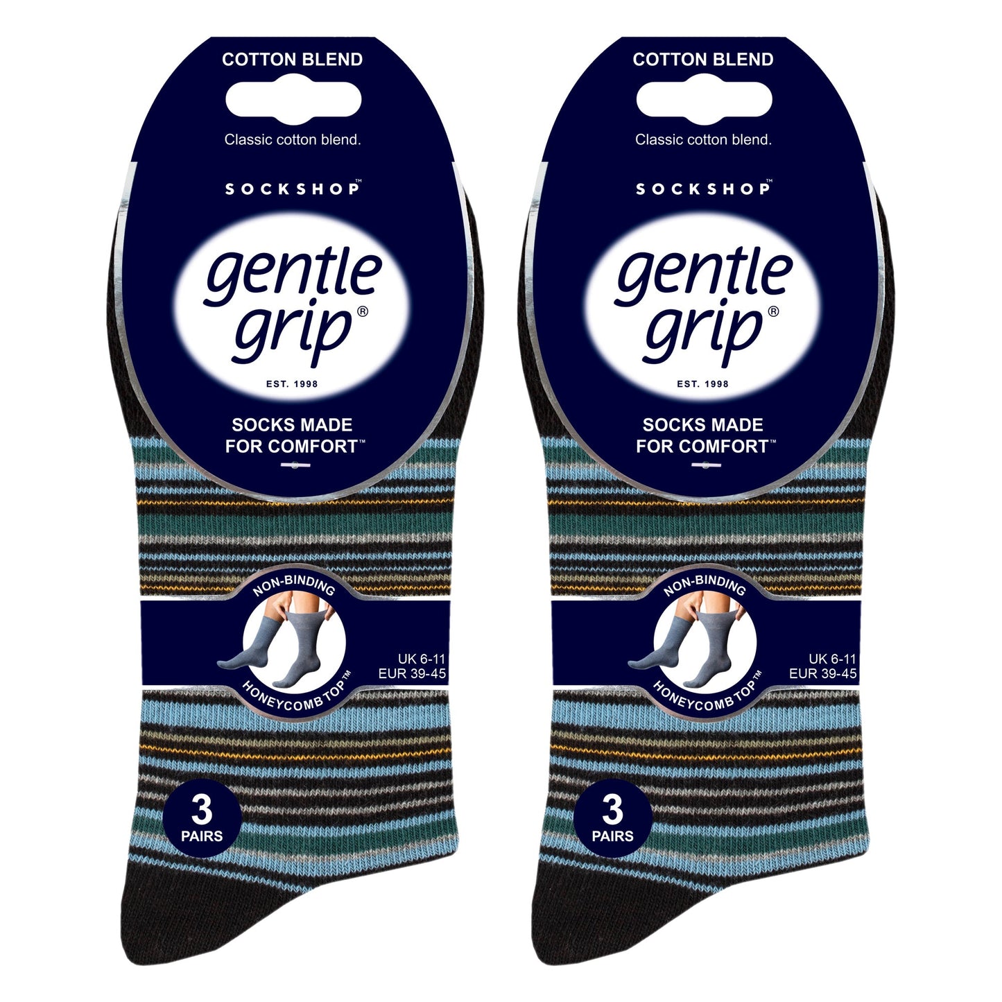 6 Pack Mens Non Elastic Loose Top Patterned Socks