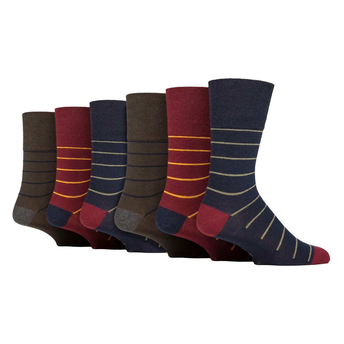 6 Pack Mens Non Elastic Loose Top Patterned Socks