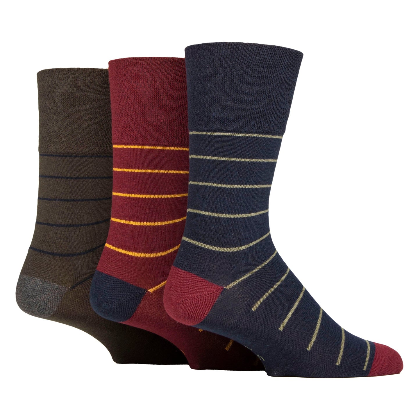 6 Pack Mens Non Elastic Loose Top Patterned Socks