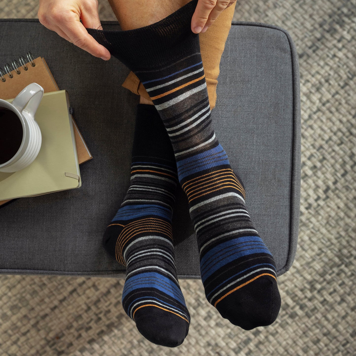 6 Pack Mens Non Elastic Loose Top Patterned Socks