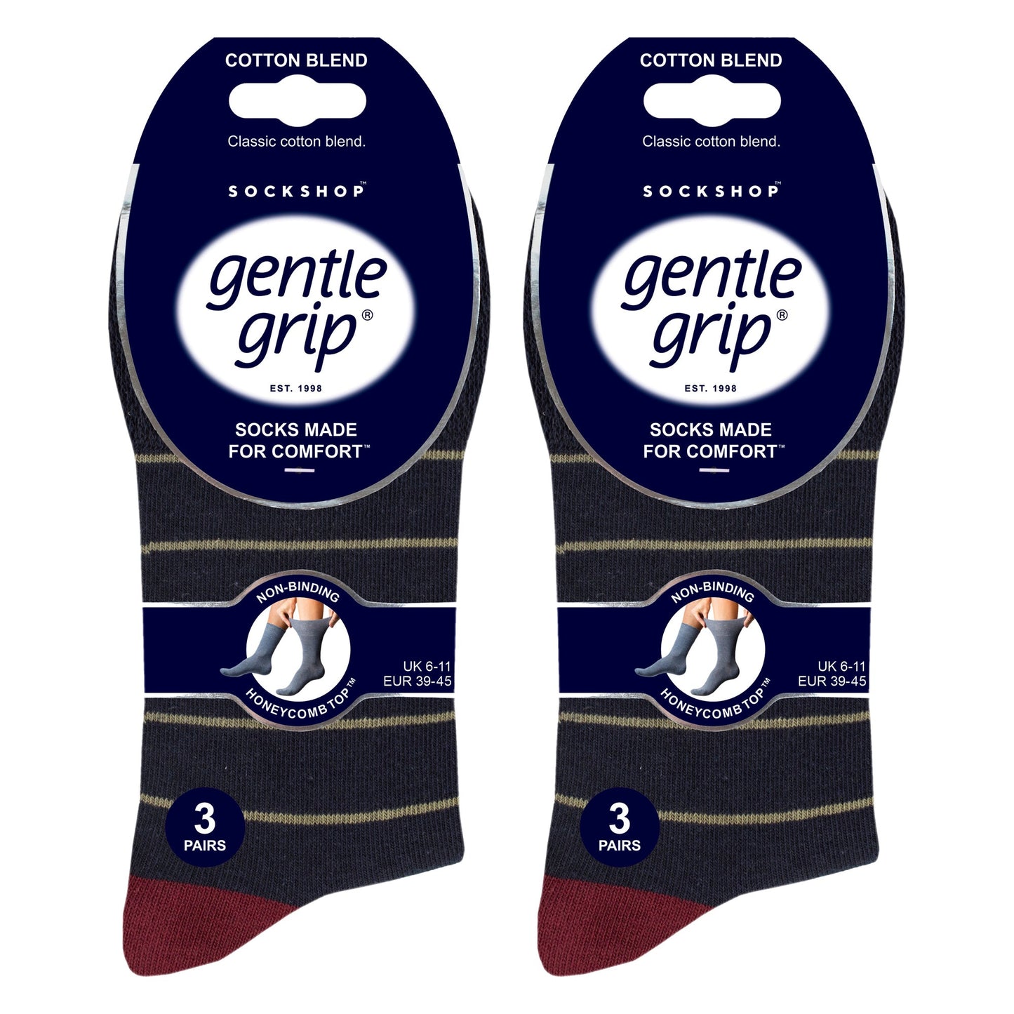 6 Pack Mens Non Elastic Loose Top Patterned Socks